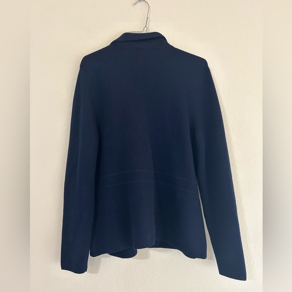 Talbots Merino Wool Knit Navy Cardigan Sweater Pockets Dark Academia Button Up M - Picture 2 of 7